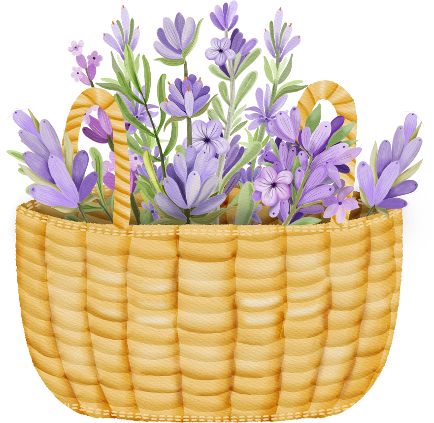 Lavender Basket Watercolor