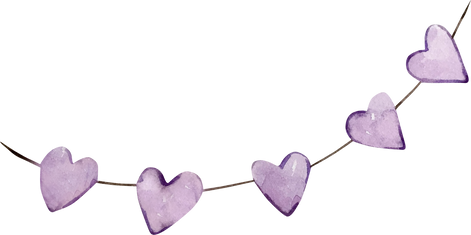 Purple Watercolor Hearts Banner